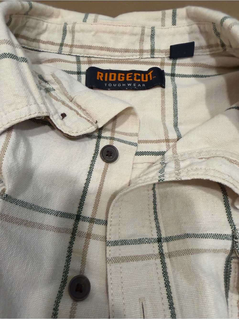 Ridgecut Men's Cream Plaid Casual Button-Down Shirt